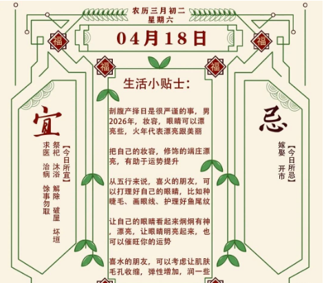 2026年十二生肖04月18日注意事项：算命真人网站